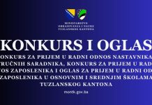 Objavljen konkurs za prijem zaposlenika u osnovnim i srednjim školama TK